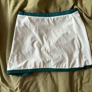 Reformation White Mini Skirt with Green Trim